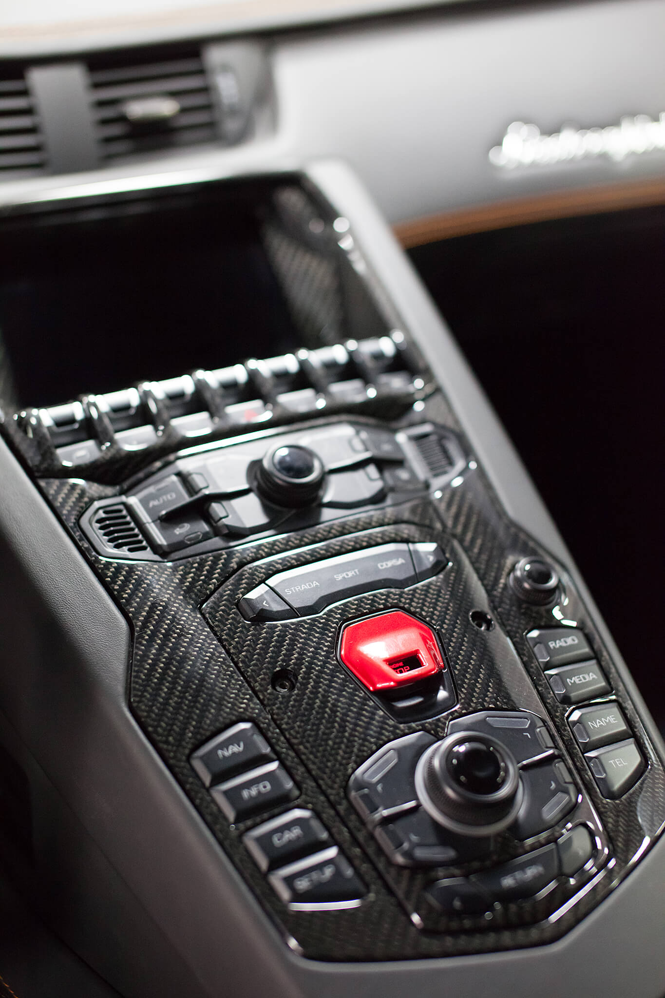 Lamborghini Aventador S Navibildschirm Blende - Carbon veredelt